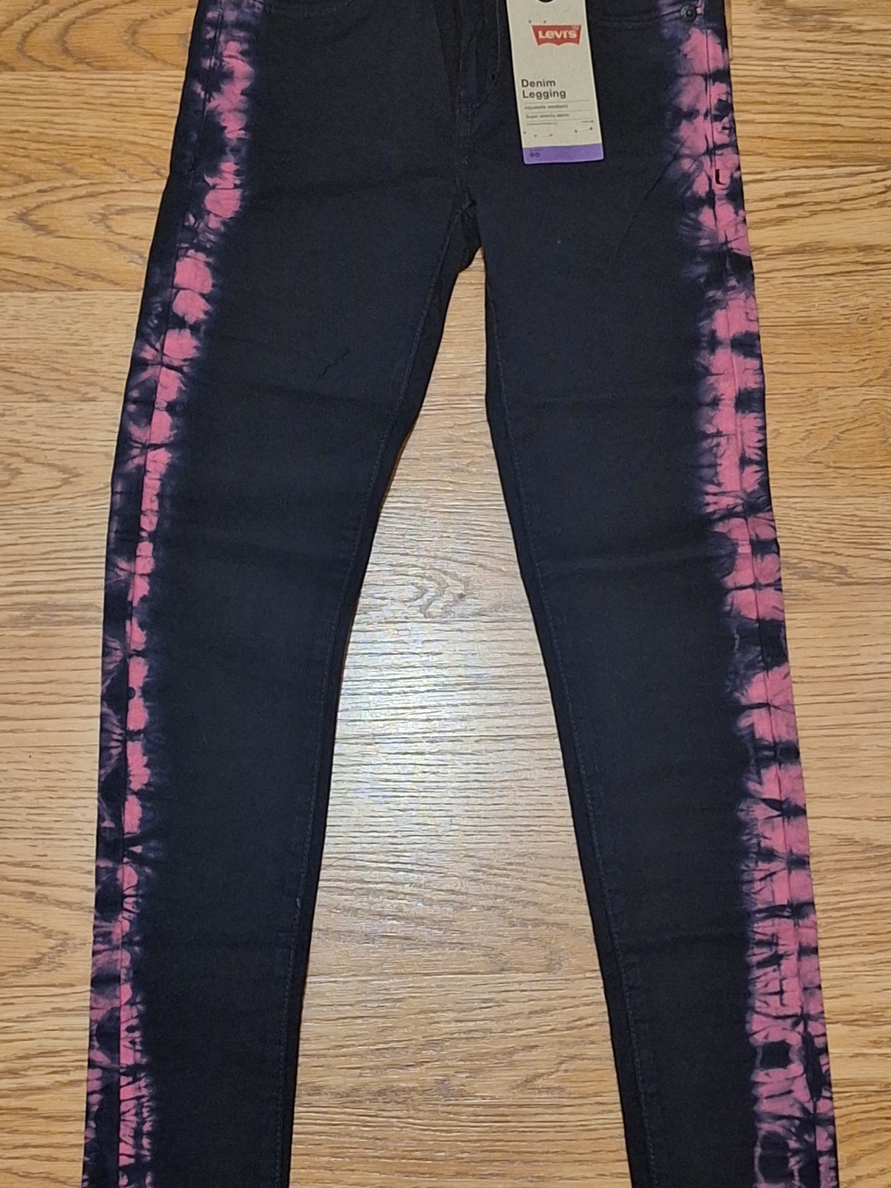 Levi's Black Jeans with Pink Tie-Dye Side Panels